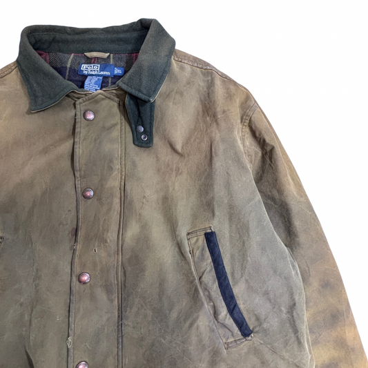 Polo by Ralph Lauren オイルドジャケット ハンティングジャケット XL オリーブ ワックスコットン ラルフローレン/3-18