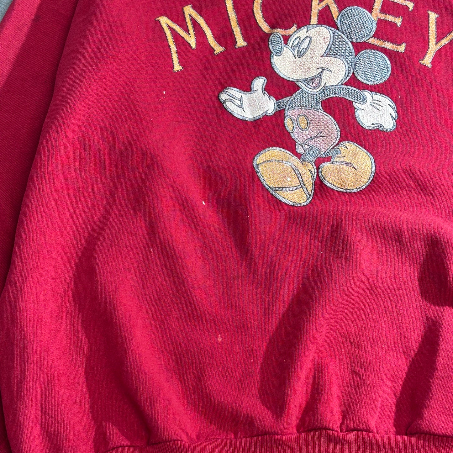 Mickey Unlimited / ミッキーマウス スウェット / MADE IN USA / Velva Sheen / 赤 レッド / クルーネック / XL/2-55
