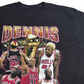 【Dennis Rodman プリントTシャツ】デニス・ロッドマン シカゴ・ブルズ 91 バスケT NBA系 ブラック 古着/7-112