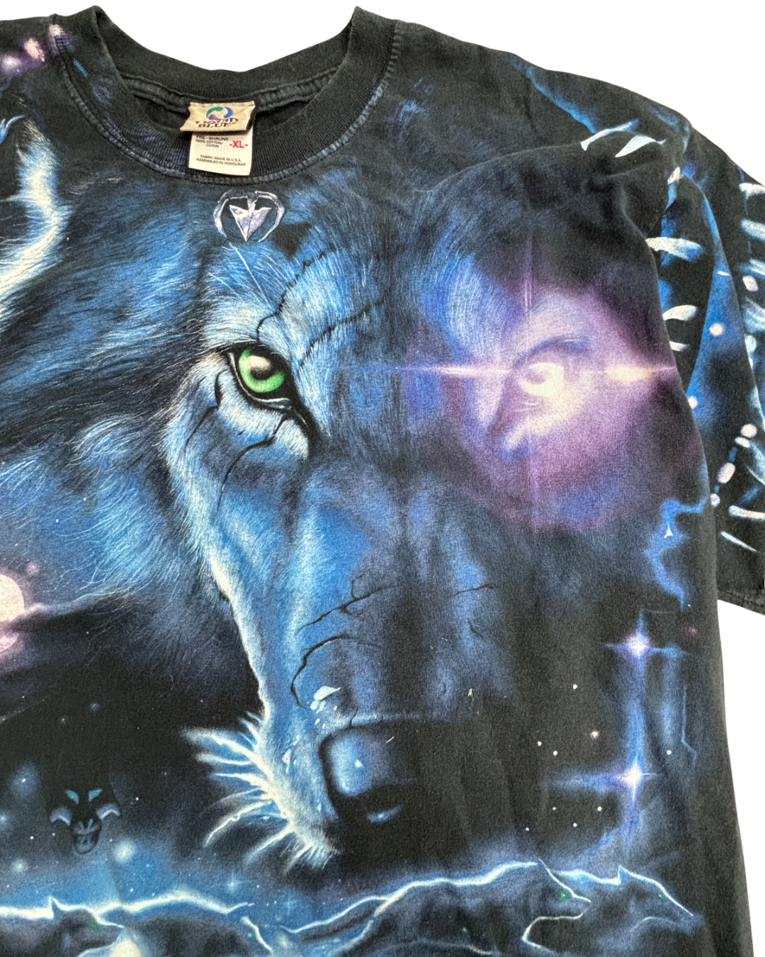 2001 LIQUID BLUE ウルフ フルプリントTシャツ USA製生地 オオカミ アニマルT ブラック XL/4-26