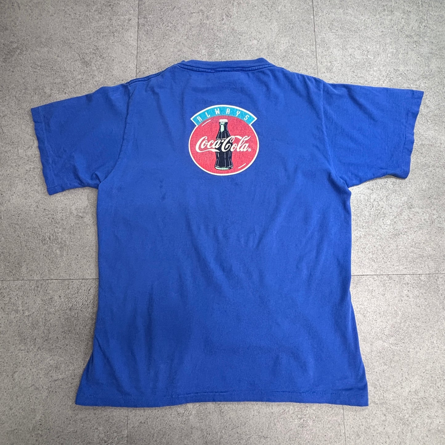 【Coca-Cola 1994 ポーラーベア プリントTシャツ】コカコーラ シロクマ サングラス 青ボディ 90s 古着/8-40