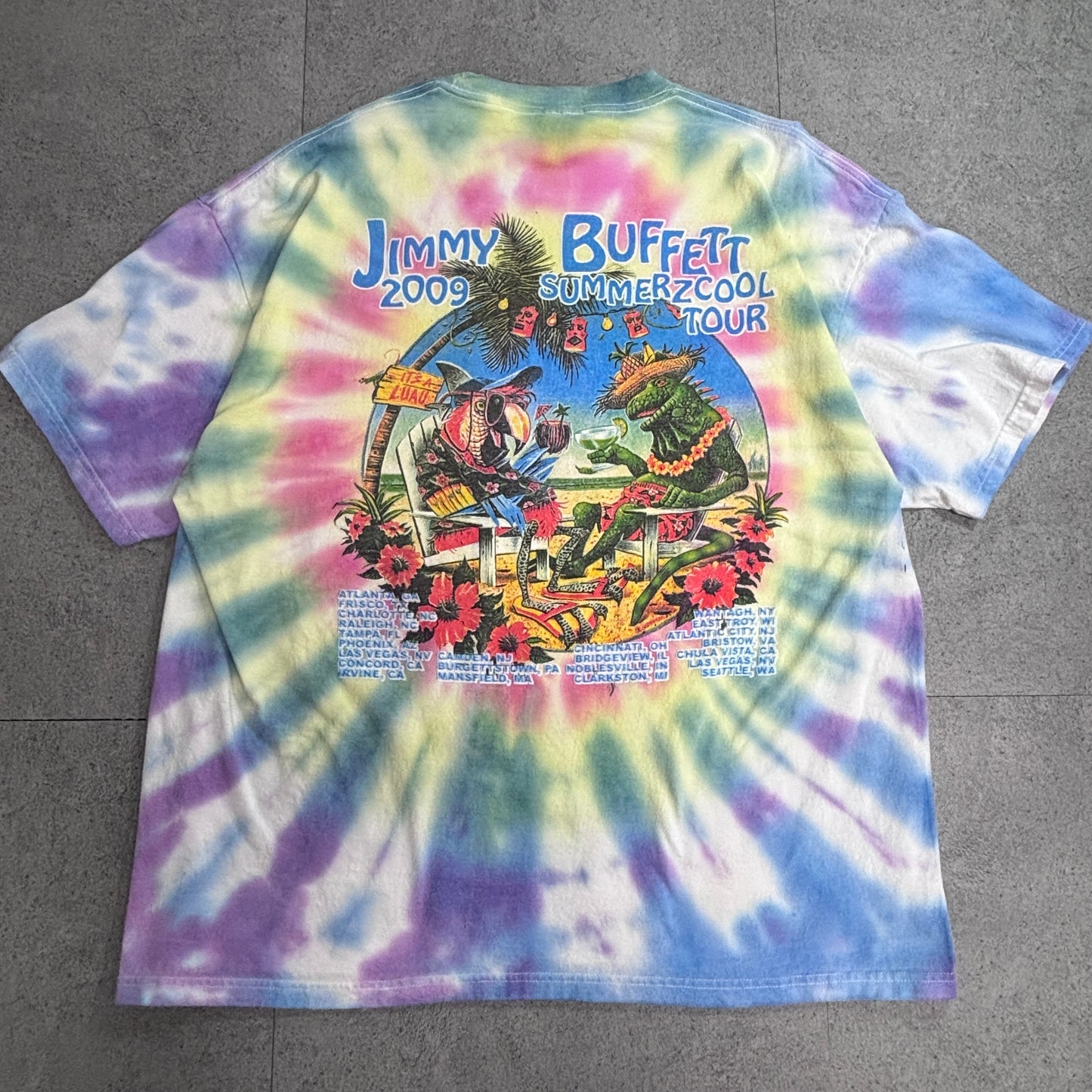 Jimmy Buffett 2009 Summerzcool Tour タイダイTシャツ バンドT ツアーT 両面プリント マルチカラー/4-10