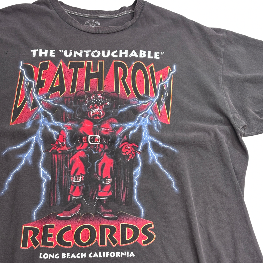 【DEATH ROW RECORDS プリントTシャツ】デスロウレコード HIPHOP RAP オフィシャル ブラック フェード L 古着/7-98