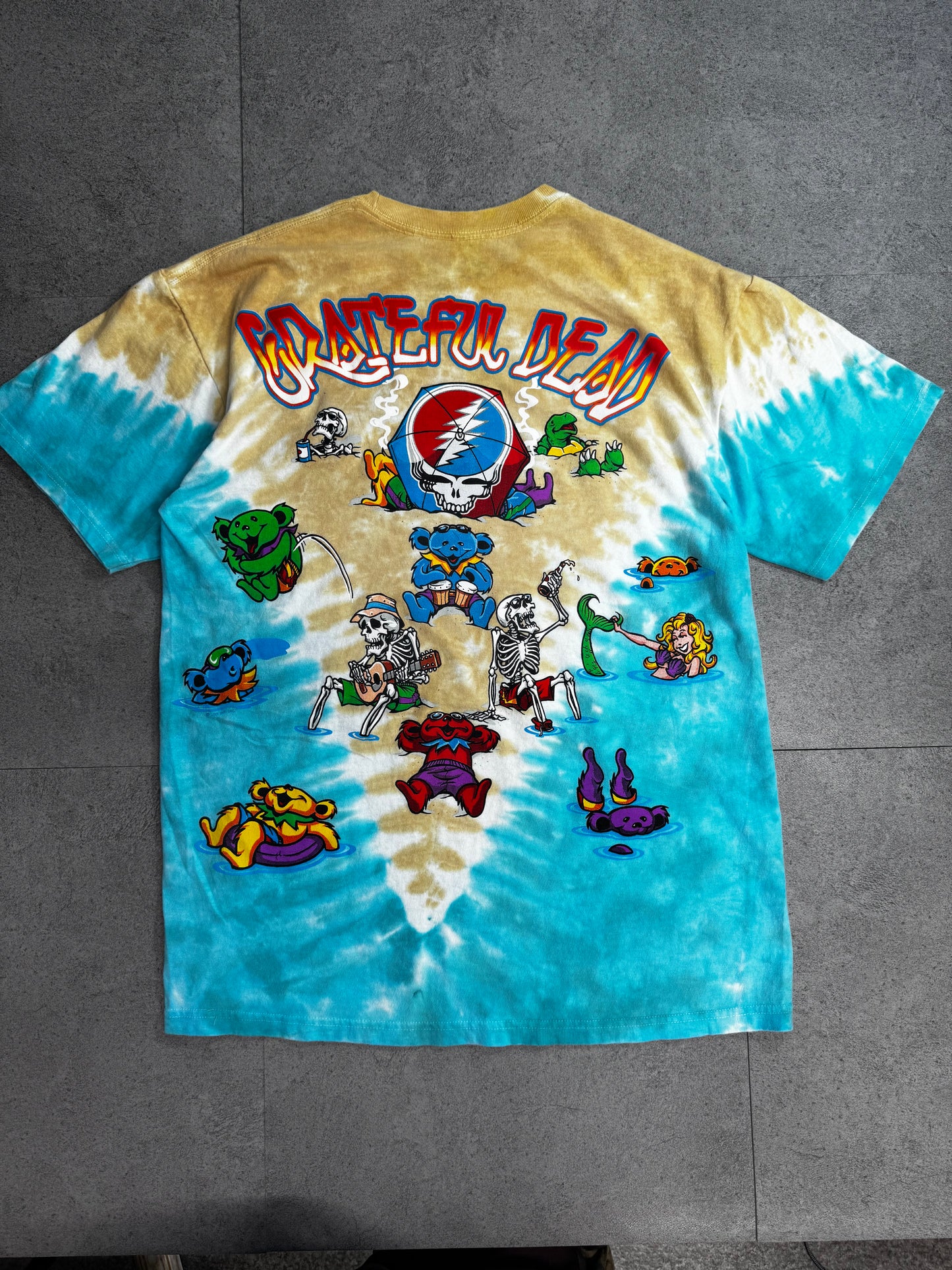 【Grateful Dead LIQUID BLUE JAM BAKE タイダイTシャツ】両面プリント ベージュ×ターコイズ Mサイズ/8-66
