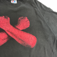【BLACKSHIRTS 3 and OUT プリントTシャツ】Majestic ブラック スポーツT アメフト系 古着/5-6