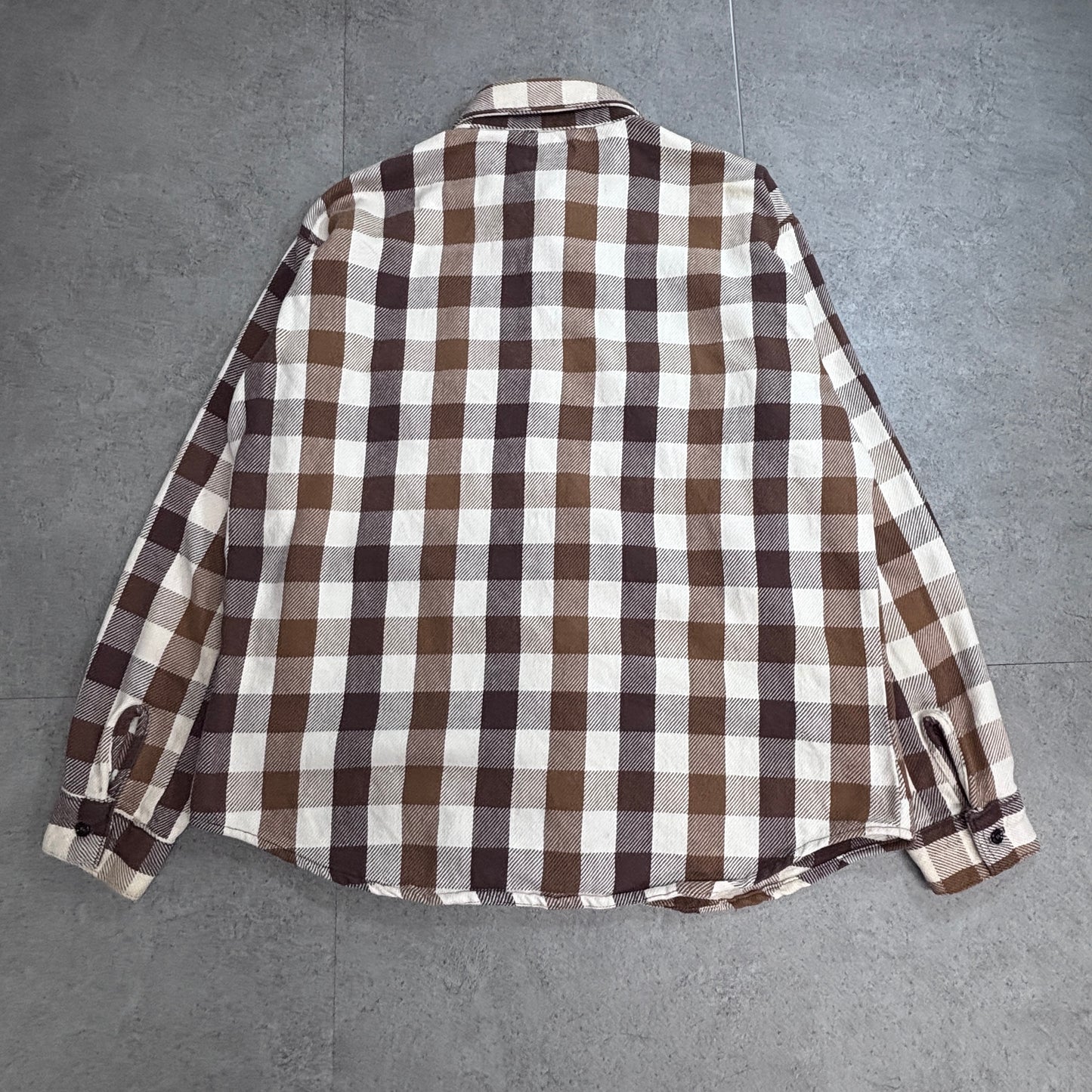 【FIVE BROTHER ヘビーフランネルシャツ】ファイブブラザー USA製 ブラウンチェック ネルシャツ 古着/8-11