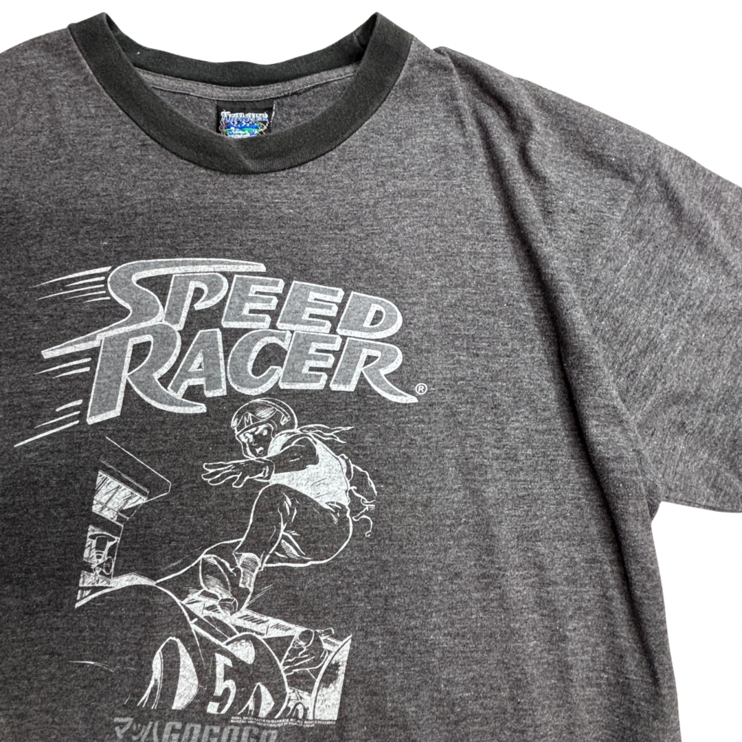 【SPEED RACER（スピードレーサー／マッハGoGoGo）リンガーTシャツ】レーシング プリントTシャツ チャコールグレー/7-33