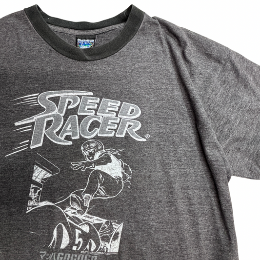 【SPEED RACER（スピードレーサー／マッハGoGoGo）リンガーTシャツ】レーシング プリントTシャツ チャコールグレー/7-33
