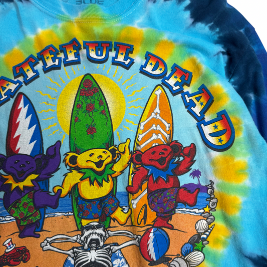 【Grateful Dead SUMMERTIME タイダイ ロングスリーブTシャツ】Liquid Blue ダンシングベア スカル サーフ 両面プリント 2000s 古着/8-67