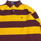 【Polo by Ralph Lauren ボーダー 長袖ラガーシャツ】USA製 M イエロー×バーガンディ ポニー刺繍 古着/8-55