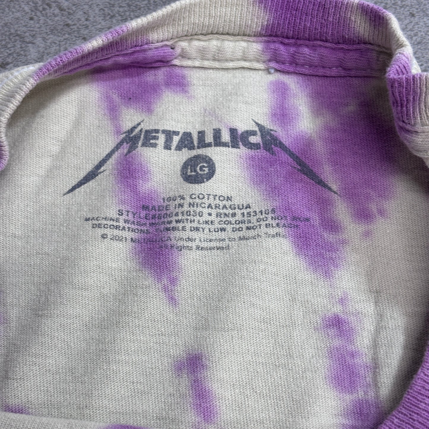 【METALLICA “The Shortest Straw” タイダイ バンドTシャツ】2021年コピーライト / LG / パープル×ホワイト/7-81