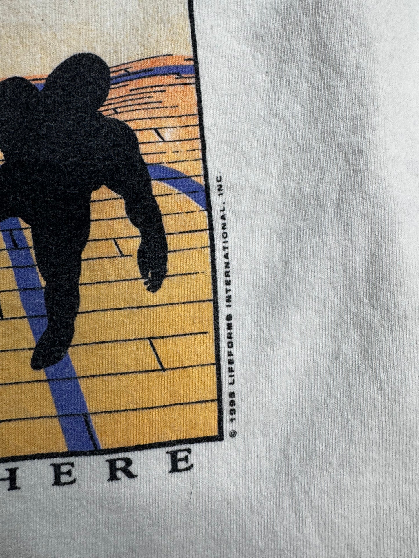 【1996 LIFEforms International “HOP DREAMS” フロッグ バスケットボール プリントTシャツ】90s アートTシャツ ホワイト 古着/8-62