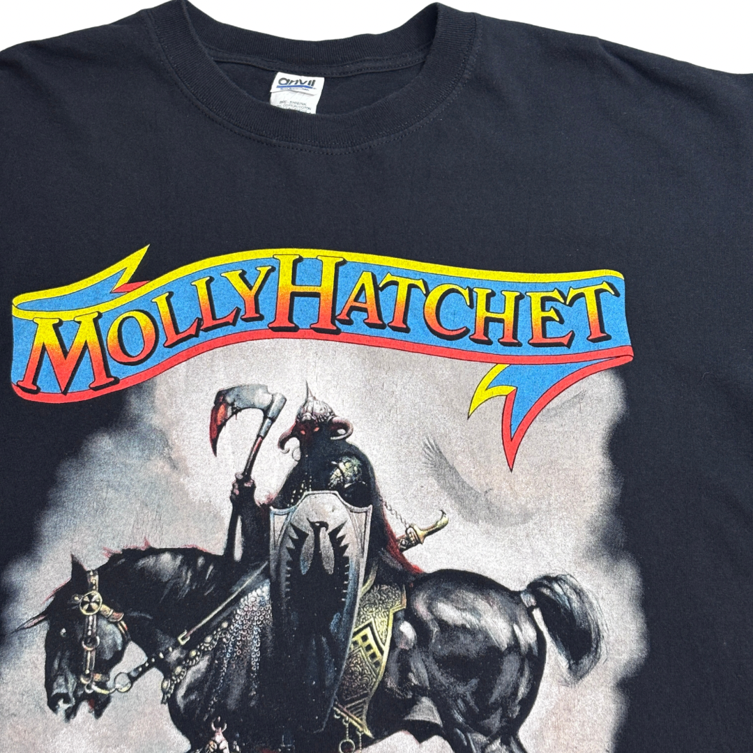 【Molly Hatchet 2001 プリントTシャツ】モリー・ハチェット サザンロック バンドT Anvil XL ブラック 古着/8-51