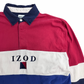 【90s IZOD アイゾッド 長袖ラガーシャツ】マルチボーダー 刺繍ロゴ L 100%コットン マレーシア製 古着/9-2
