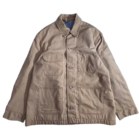 【ヴィンテージ ダックカバーオール ブラウン】ワークジャケット 裏地付き 4ポケット フェード 雰囲気系/2-68