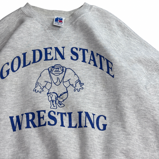 【90s Russell Athletic GOLDEN STATE WRESTLING スウェット】USA製 XL ラッセルアスレチック レスリング プリント 古着/9-7
