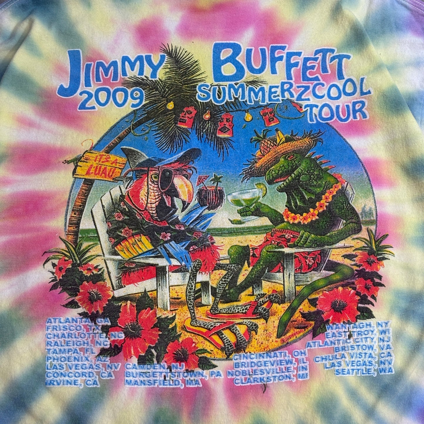 Jimmy Buffett 2009 Summerzcool Tour タイダイTシャツ バンドT ツアーT 両面プリント マルチカラー/4-10