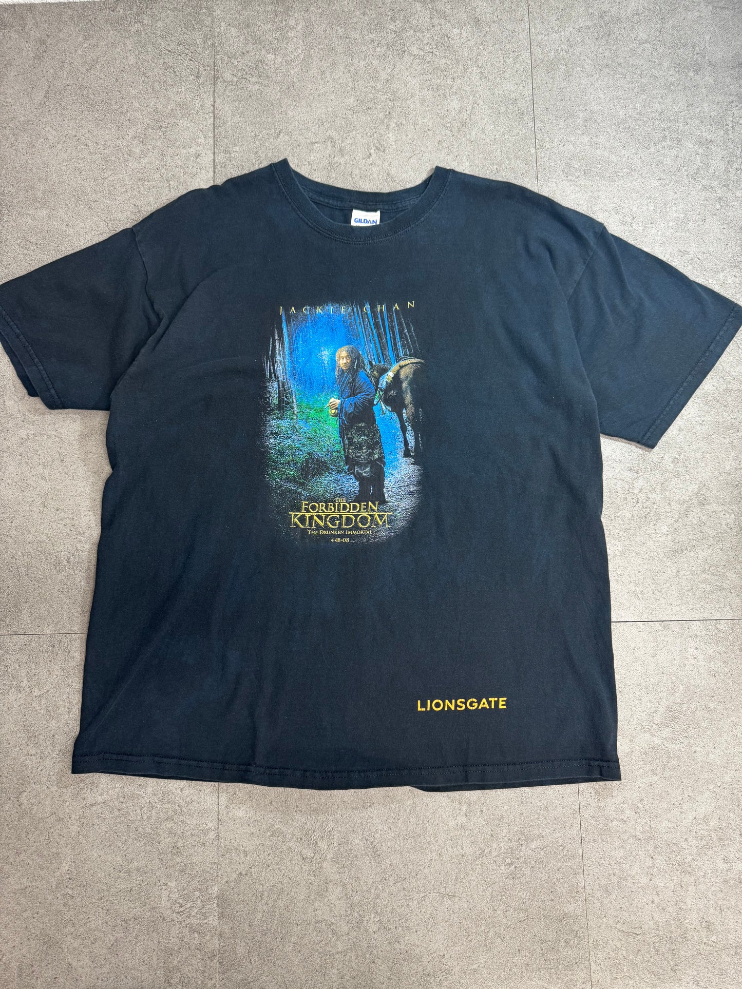 【ジャッキー・チェン 映画Tシャツ】The Forbidden Kingdom 2008 プロモ GILDAN XL ブラック 古着/8-70