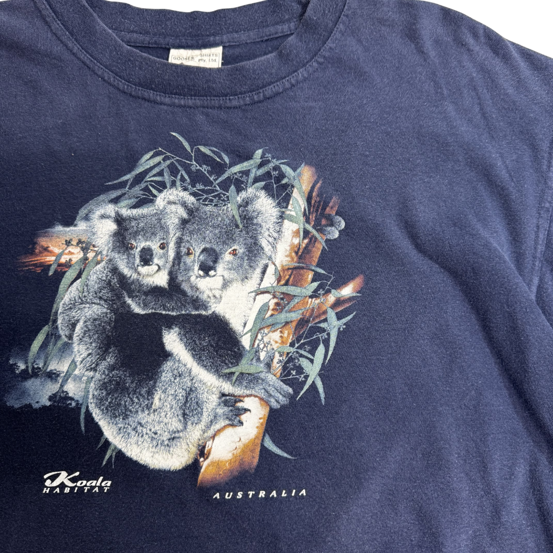 【オーストラリア Koala Habitat コアラ アニマルプリントTシャツ】オーストラリア製 / Koala / ネイビー / GOOSES T-SHIRTS/7-64