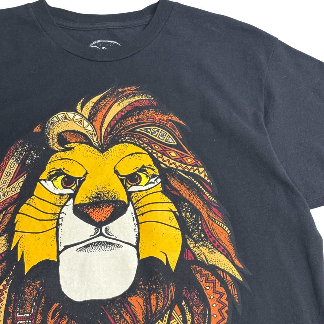 【Disney THE LION KING ライオンキング Tシャツ】シンバ ライオン グラフィック L ブラック ディズニー 古着/8-54