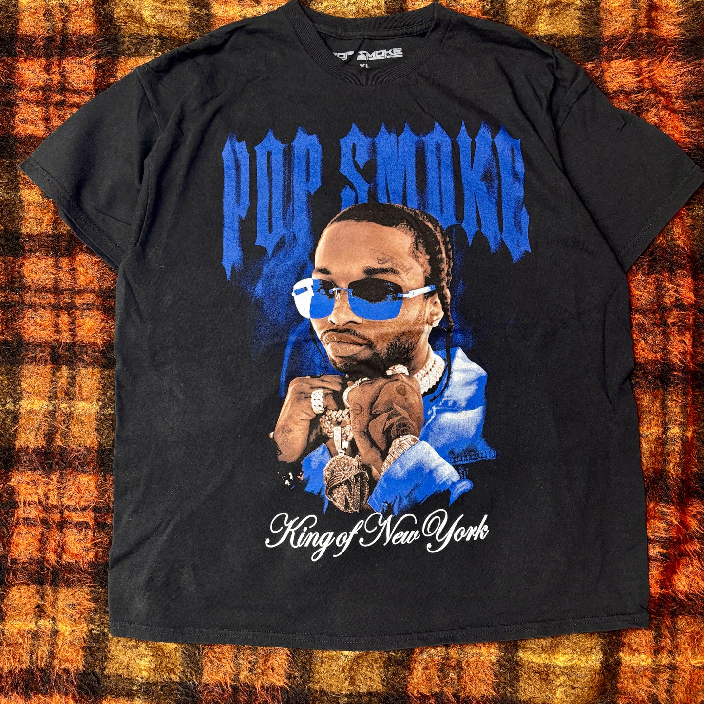 【POP SMOKE】ラップTシャツ｜King of New York フォトプリント ストリート系 HIPHOP