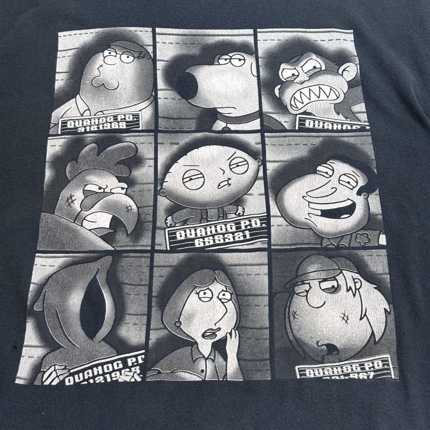 【Family Guy マグショット風 プリントTシャツ】ファミリー・ガイ キャラクターTシャツ GILDAN Heavy Cotton XL 古着/8-2