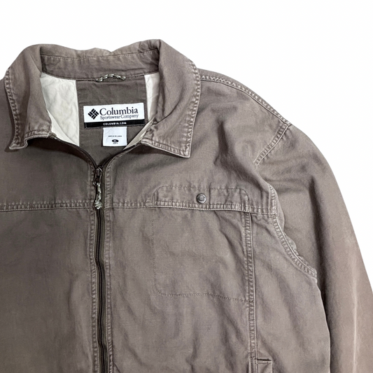 【Columbia コットンジャケット XLサイズ】コロンビア ジップアップ ブルゾン ワークジャケット ブラウン メンズ アウトドア/2-98