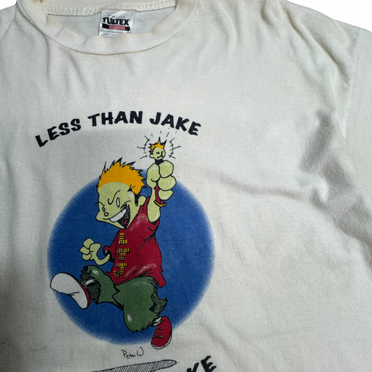 【1996 LIFEforms International “HOP DREAMS” フロッグ バスケットボール プリントTシャツ】90s アートTシャツ ホワイト 古着/8-63