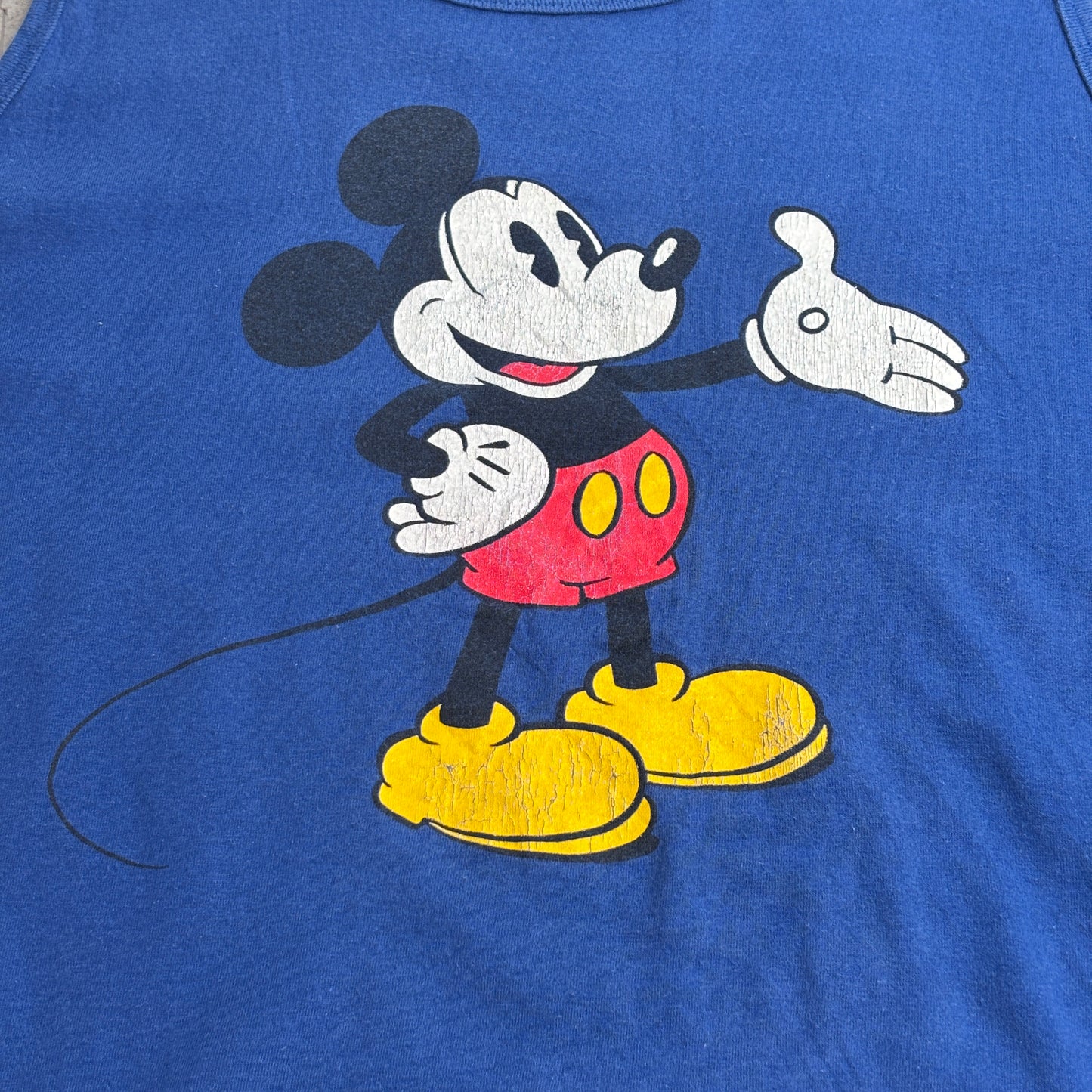 【Disney Character Fashions USA製 ミッキーマウス タンクトップ ノースリーブ ビッグプリント 90s ヴィンテージ 古着】8-24