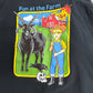 【STEVEN RHODES “Fun at the Farm” ロングスリーブTシャツ ブラック】スティーブンローズ 長袖 プリントT 古着/4-52