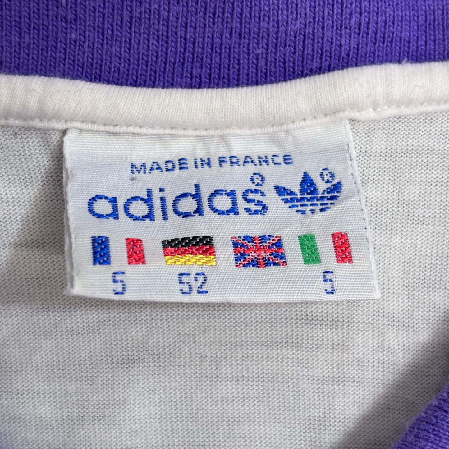 adidas アディダス 90s フランス製 ポロシャツ 半袖 切替デザイン ホワイト パープル グリーン/4-39