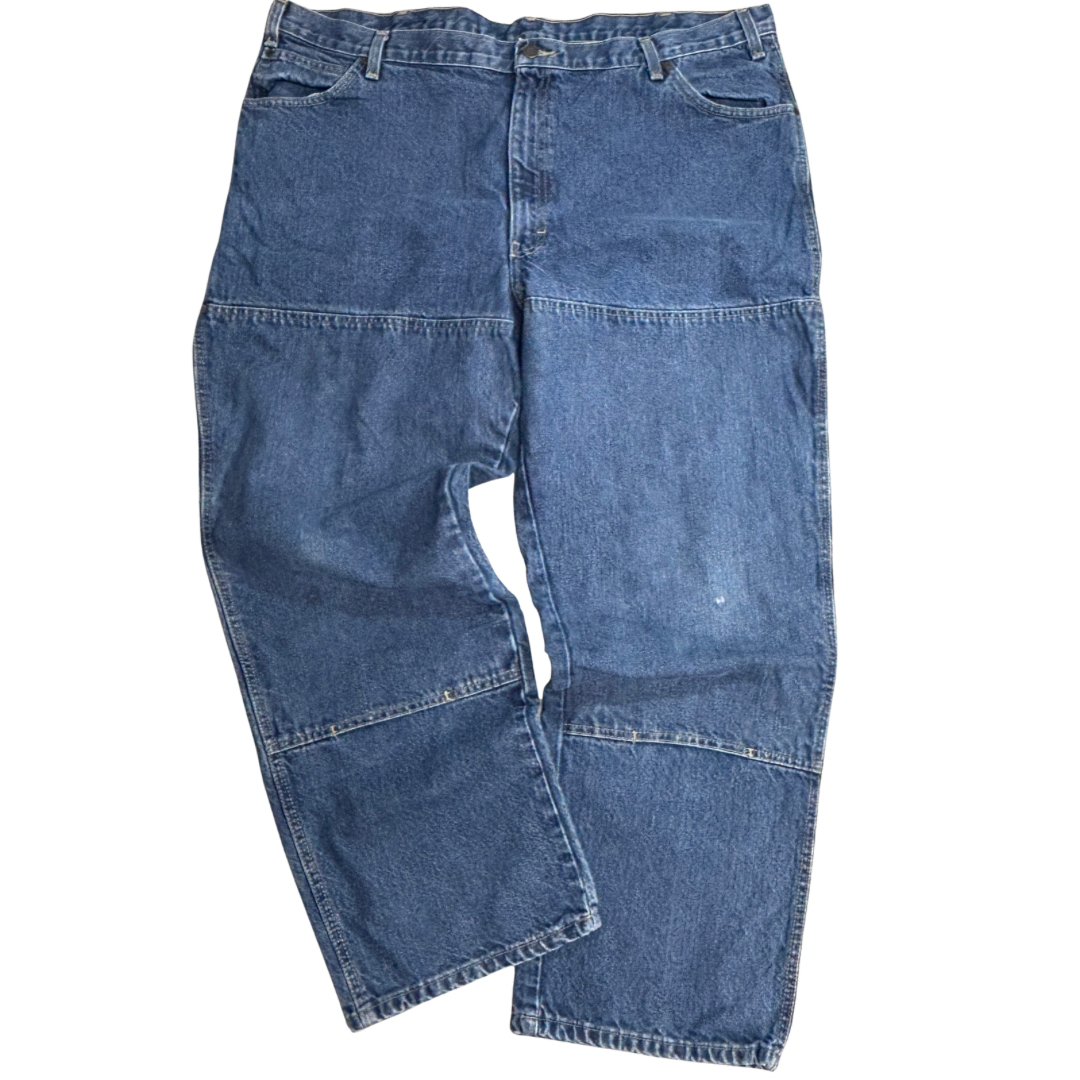 【Dickies ダブルニー デニム ワークパンツ】42×30 ブルー メキシコ製 ペインターパンツ 古着/8-36