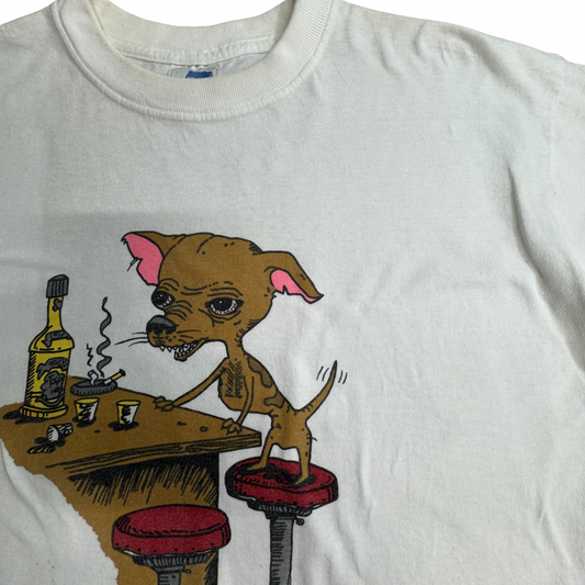 【Yo Quiero Tequila チワワ プリントTシャツ】メキシコ / アニマル / グラフィックTシャツ / ホワイト/7-68