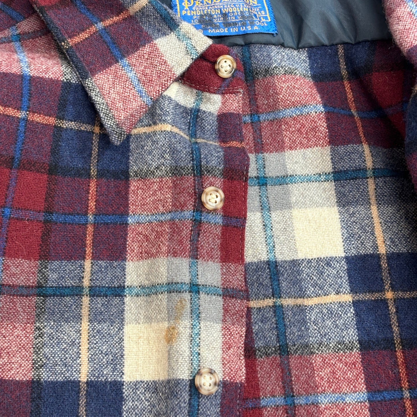【Pendleton チェック柄 ウールシャツジャケット】ペンドルトン USA製 100%ヴァージンウール キルティングライナー付き 古着/8-10