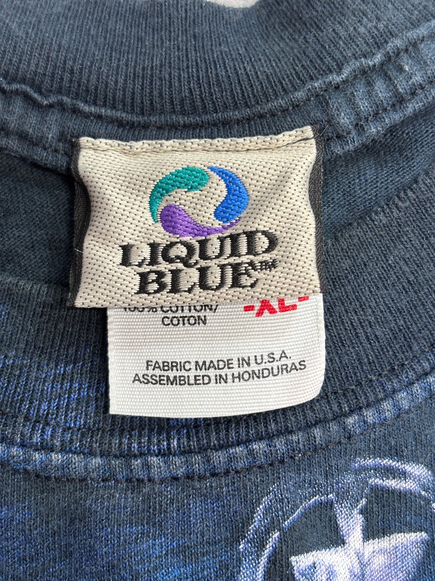 2001 LIQUID BLUE ウルフ フルプリントTシャツ USA製生地 オオカミ アニマルT ブラック XL/4-26