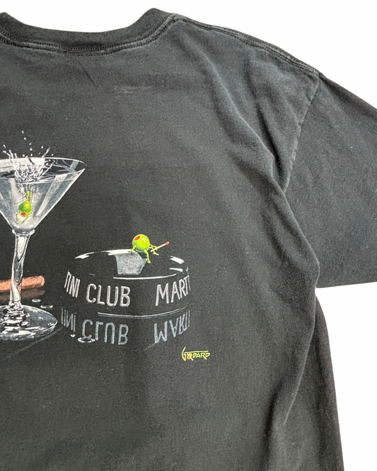 【Don’t Drink & Draw MARTINI CLUB Tシャツ 半袖 ブラック】アート プリント 古着 ヴィンテージ/5-2
