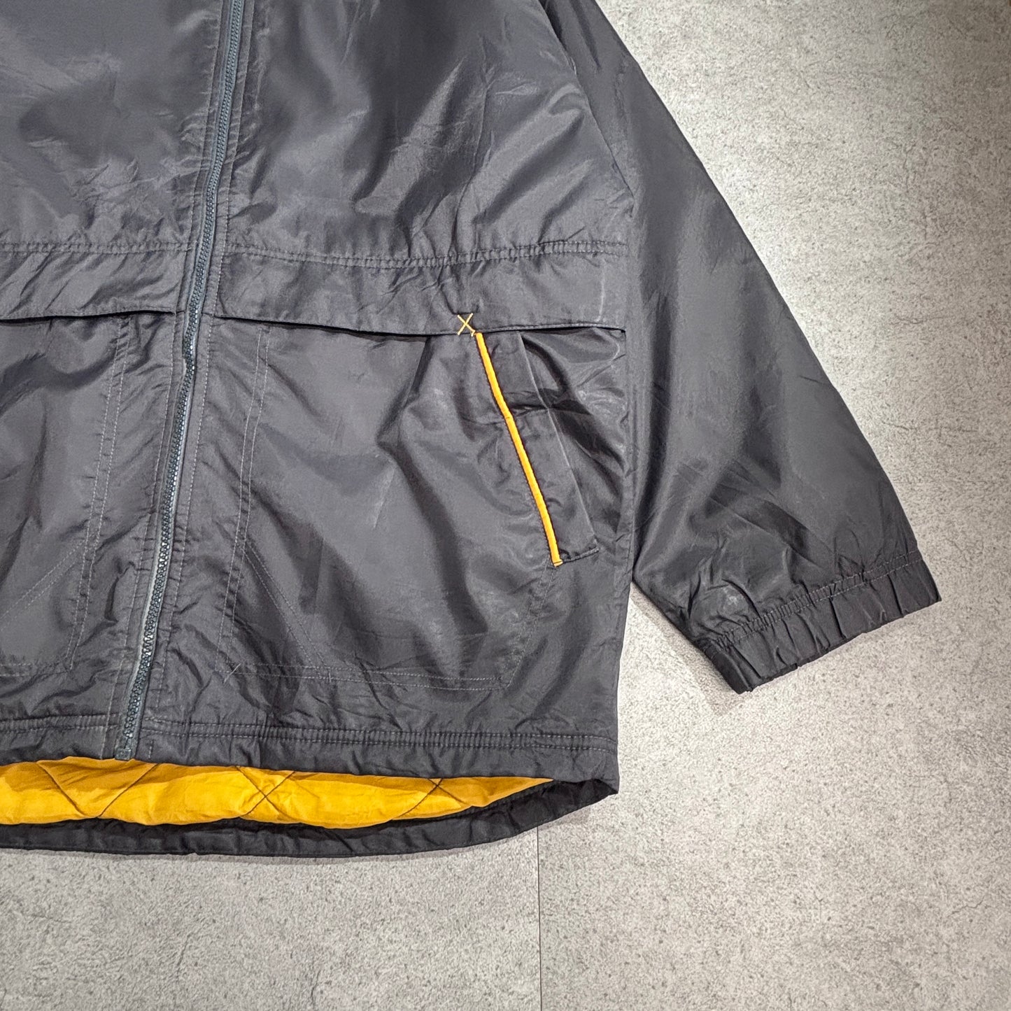 NIKE 90s ナイロンジャケット ブラック×イエロー リバーシブル仕様 スウォッシュ刺繍 インド製 Sサイズ1-9