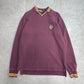 【Polo by Ralph Lauren Vネックスウェット Sサイズ】ポロ ラルフローレン ワッペンロゴ 刺繍ロゴ バーガンディ 100%コットン/2-97