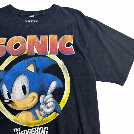 SONIC THE HEDGEHOG ソニック・ザ・ヘッジホッグ キャラクタープリントTシャツ ブラック L SEGA/4-8