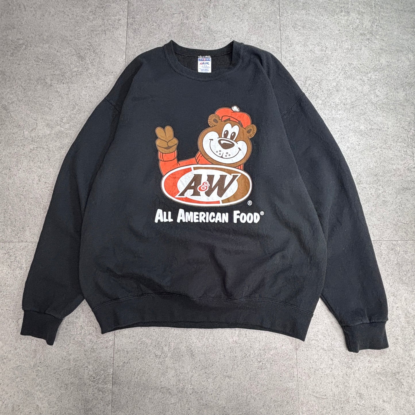 A&W ルートベア ベアキャラクター プリントスウェット JERZEES NUBLEND L ブラック/3-24