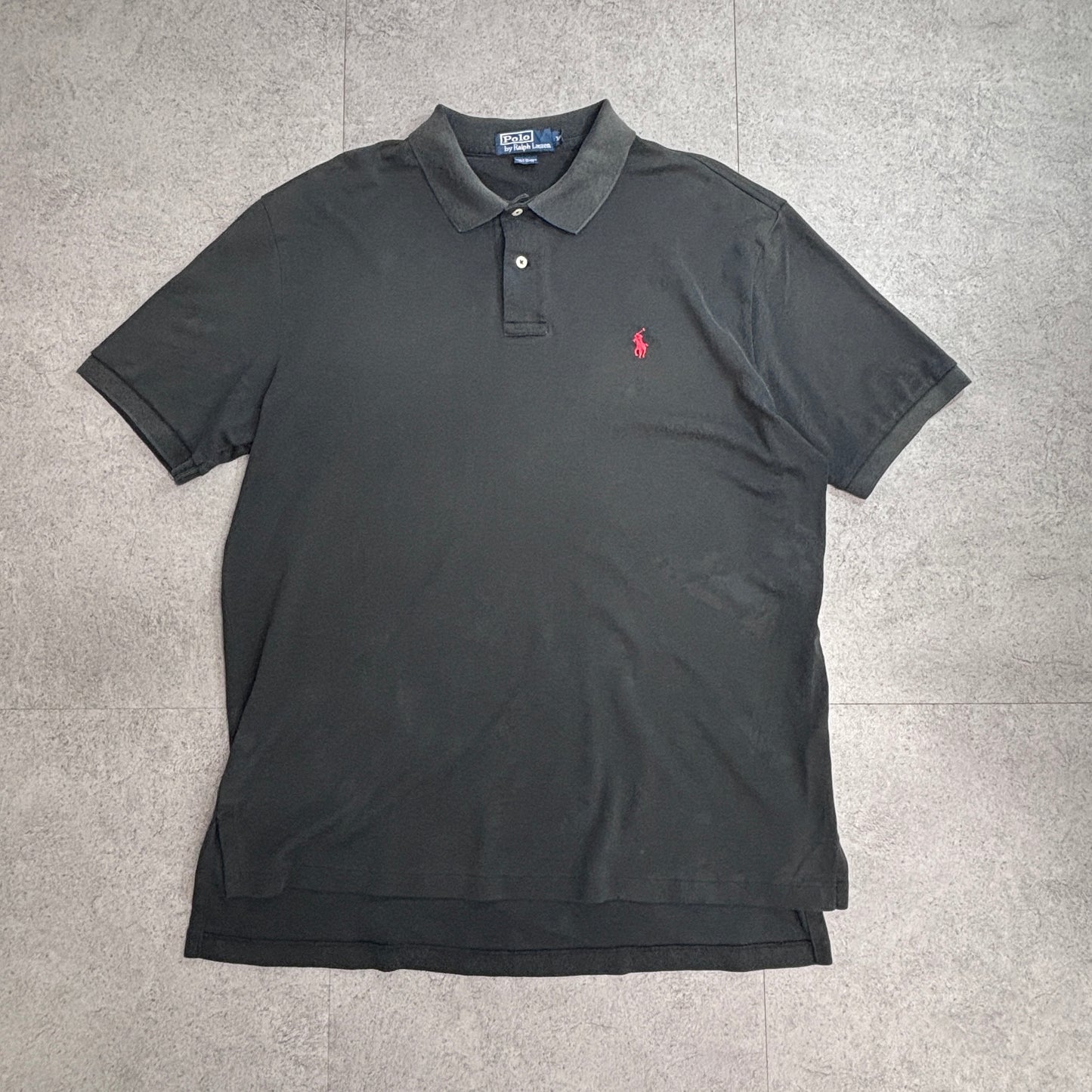 【POLO Ralph Lauren ポロシャツ ブラック XL】ラルフローレン 半袖 ワンポイント 刺繍ロゴ 古着/4-50