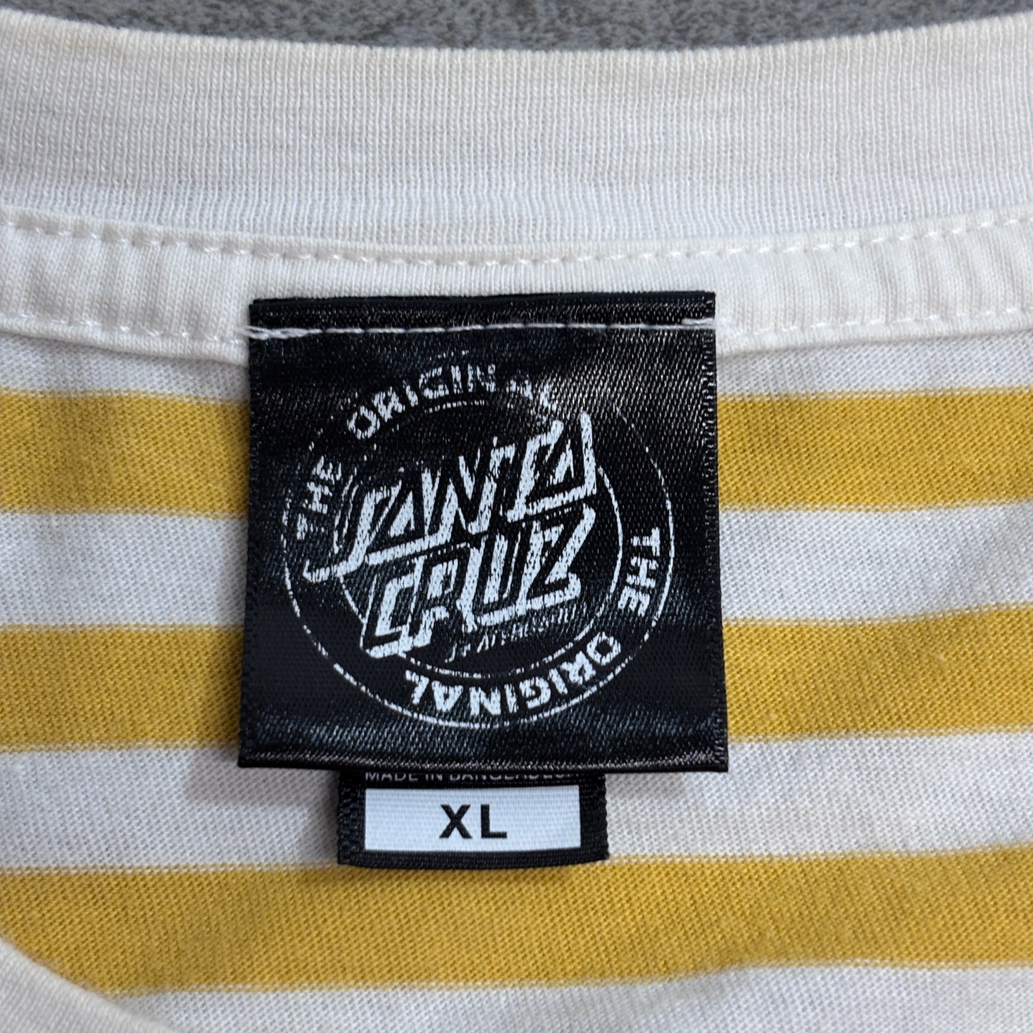 【SANTA CRUZ Screaming Hand ボーダーTシャツ XL イエロー×ホワイト】7-105