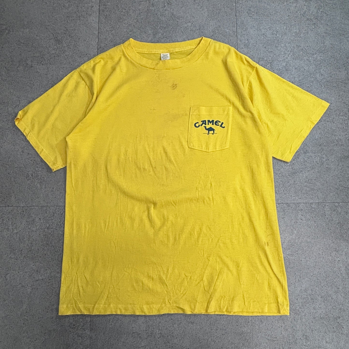 CAMEL 企業系Tシャツ USA製 ポケットTシャツ 50/50 XL イエロー バックプリント キャメル/3-20