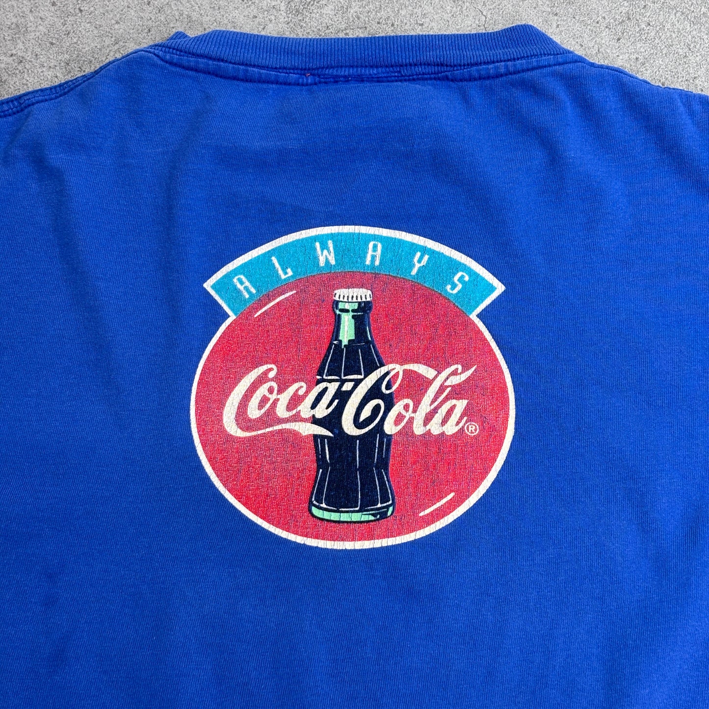 【Coca-Cola 1994 ポーラーベア プリントTシャツ】コカコーラ シロクマ サングラス 青ボディ 90s 古着/8-40