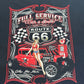 Route 66 ピンナップガール ホットロッド 両面プリントTシャツ ブラック L/7-52