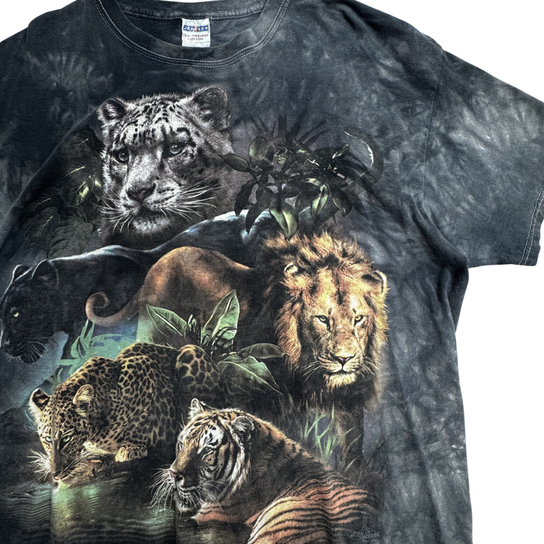 JERZEES THE MOUNTAIN アニマル タイダイTシャツ ビッグキャット 総柄 USAデザイン/7-60