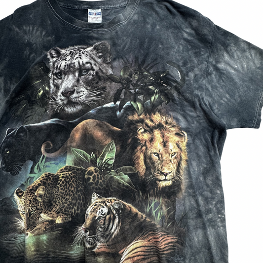 JERZEES THE MOUNTAIN アニマル タイダイTシャツ ビッグキャット 総柄 USAデザイン/7-60