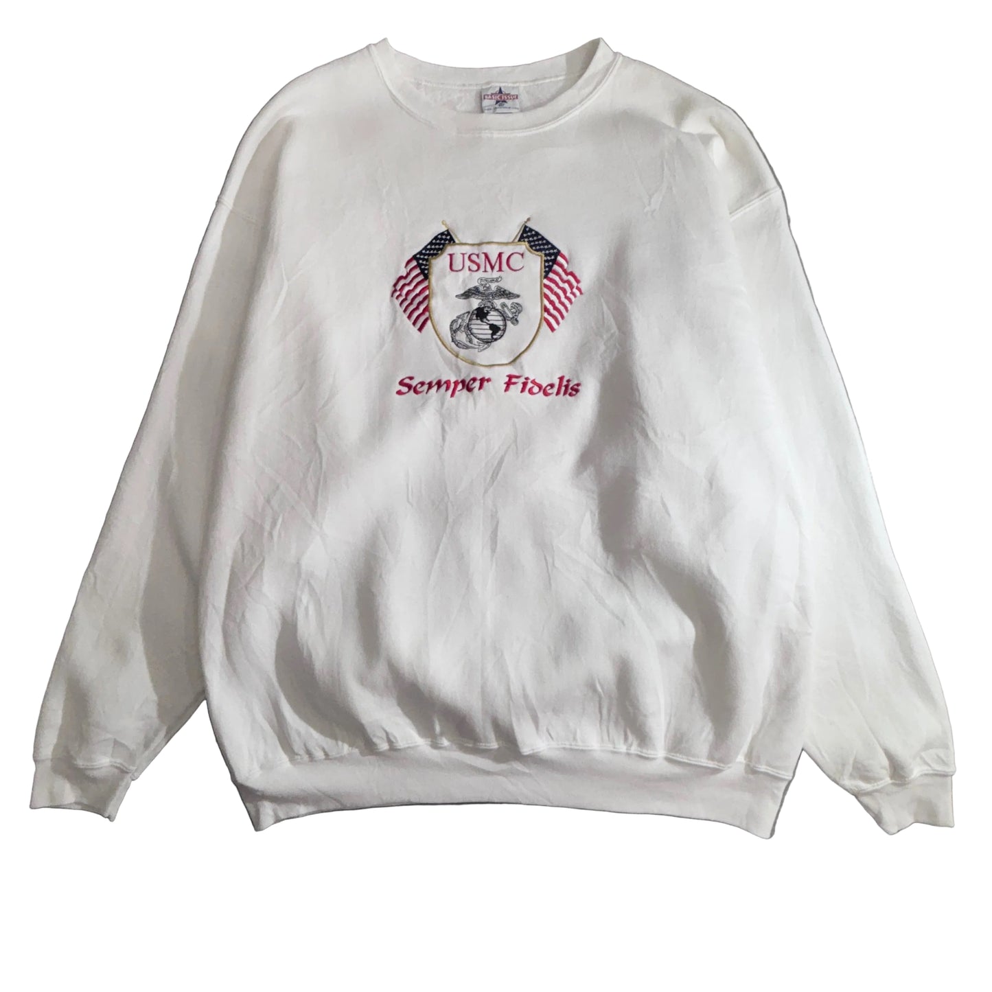 BASIC ISSUE スウェット / USMC 刺繍ロゴ / MADE IN USA / ホワイト / 2XL/2-52