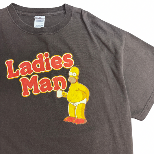 The Simpsons Homer “Ladies Man” プリントTシャツ ブラウン L Delta Magnum Weight ユーモア キャラクターT/4-6