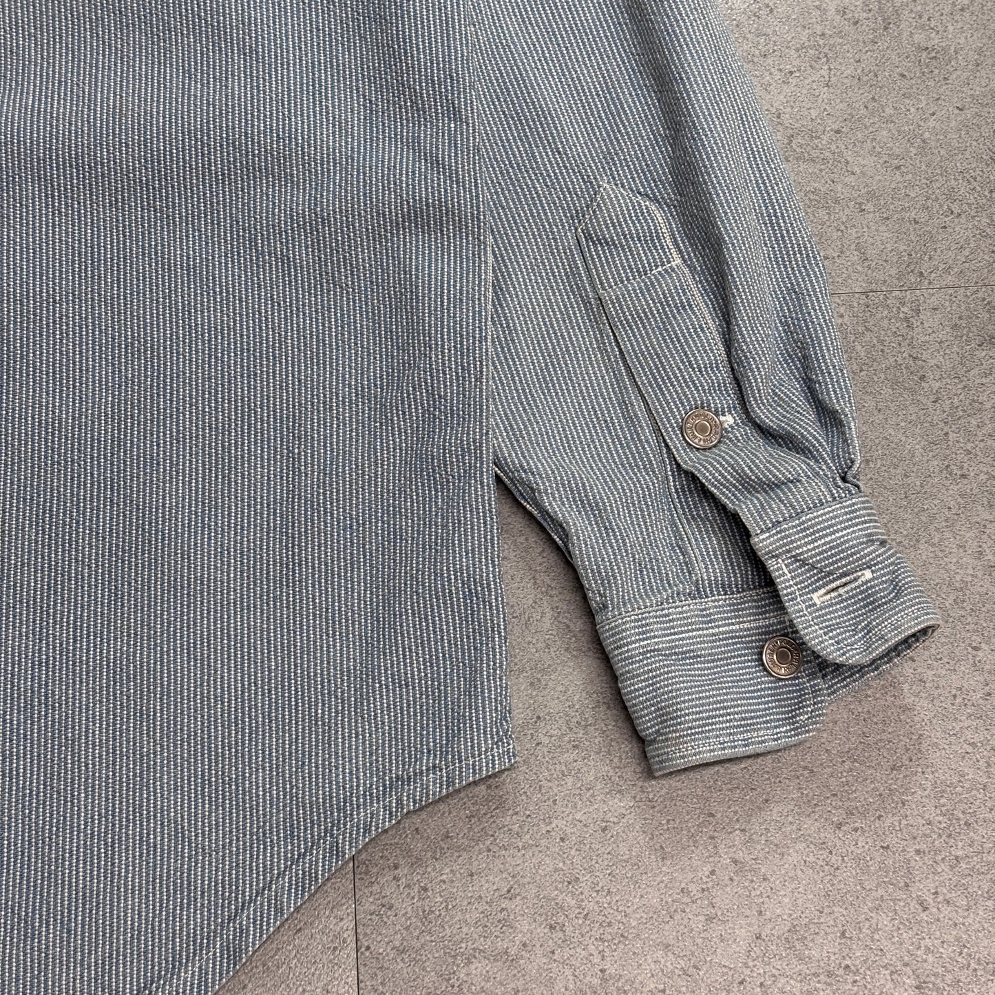 【Polo Ralph Lauren ヒッコリーストライプ ワークシャツ】ポロ ラルフローレン USA製 100%コットン 長袖シャツ 古着/8-8